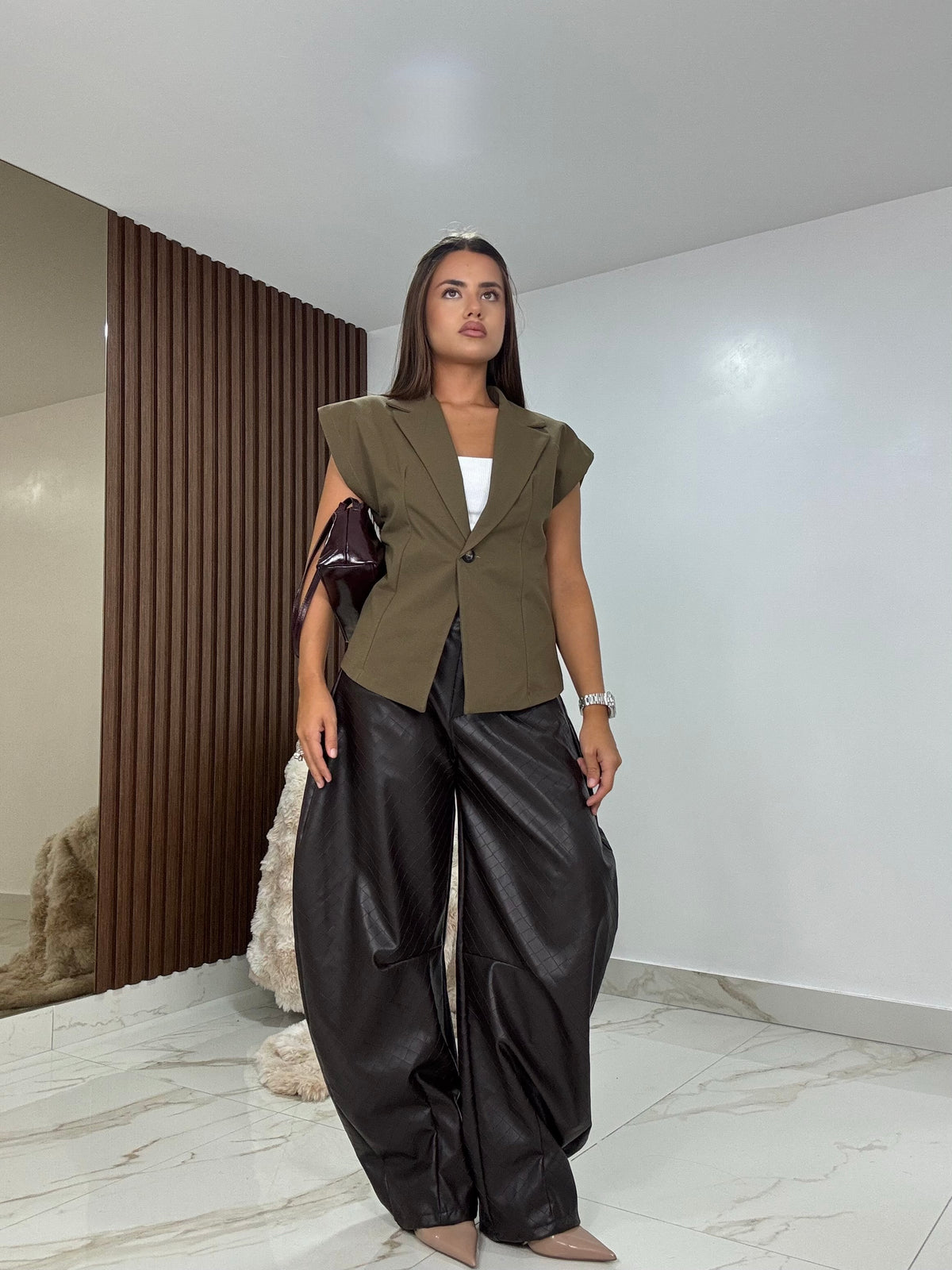 Pantalone Ecopelle Martellata