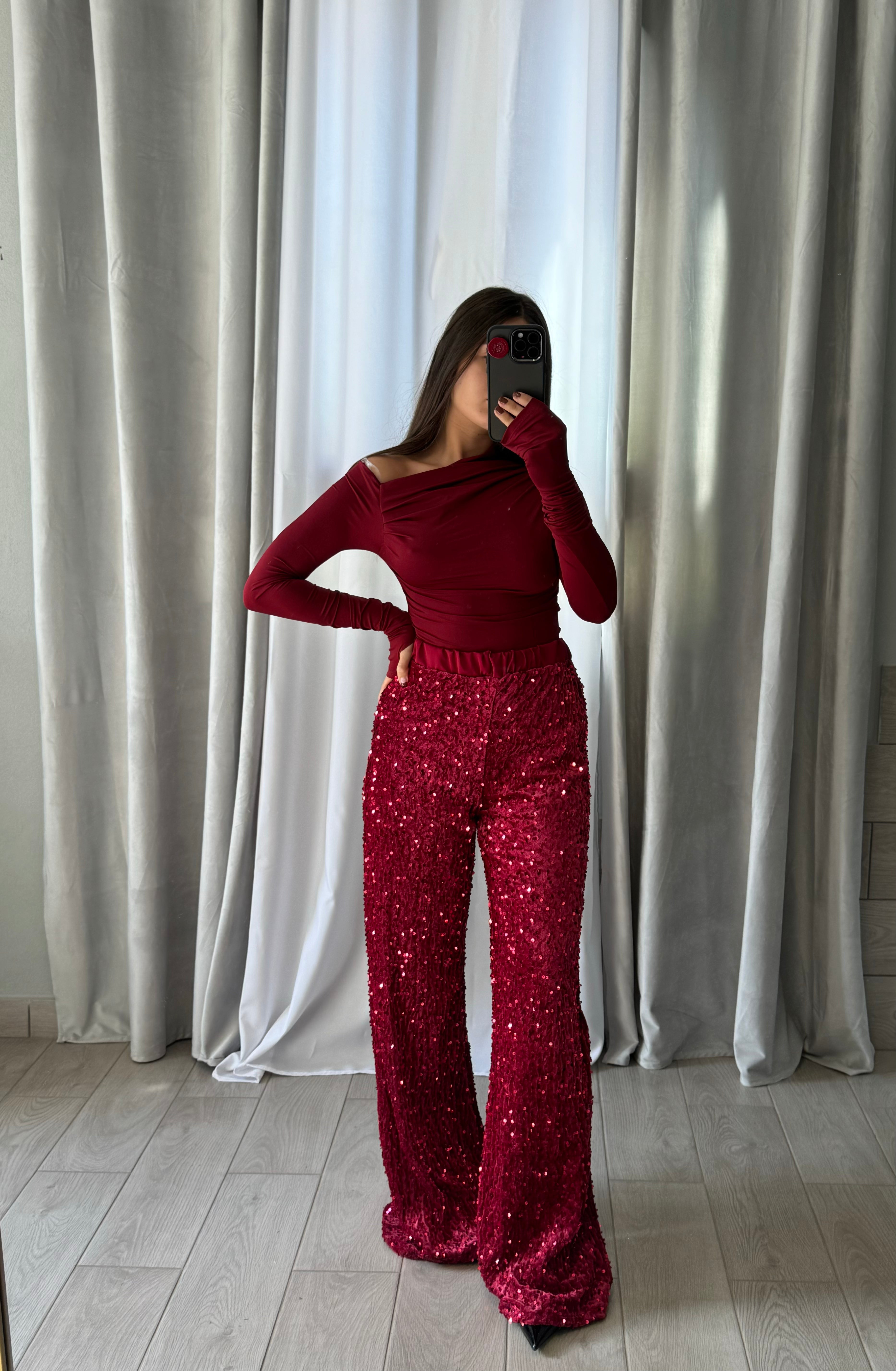 Pantalone velluto con paillettes